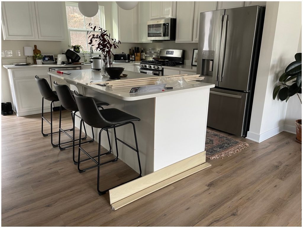 A before photo of our DIY kitchen island makeover