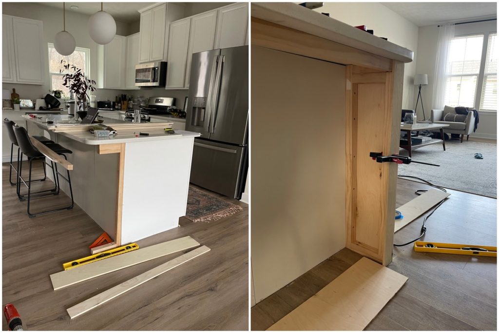 A before photo of our DIY kitchen island makeover