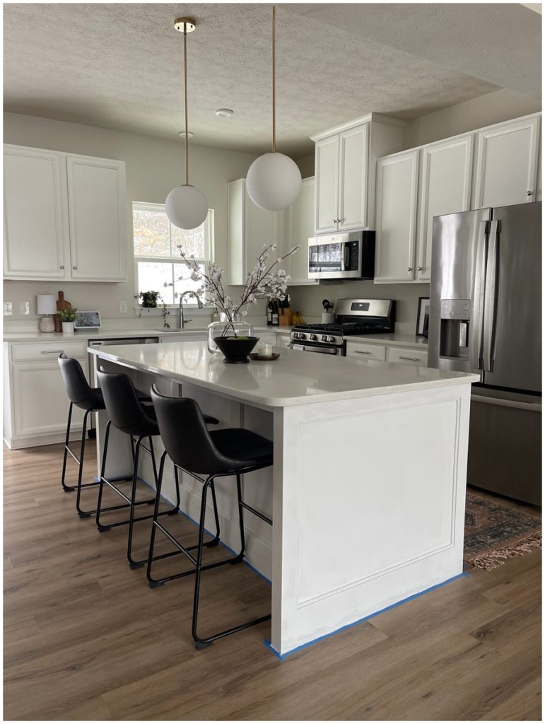 Progress photo from our kitchen island makeover