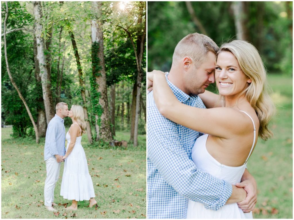 couple posing for their chagrin falls engagement session