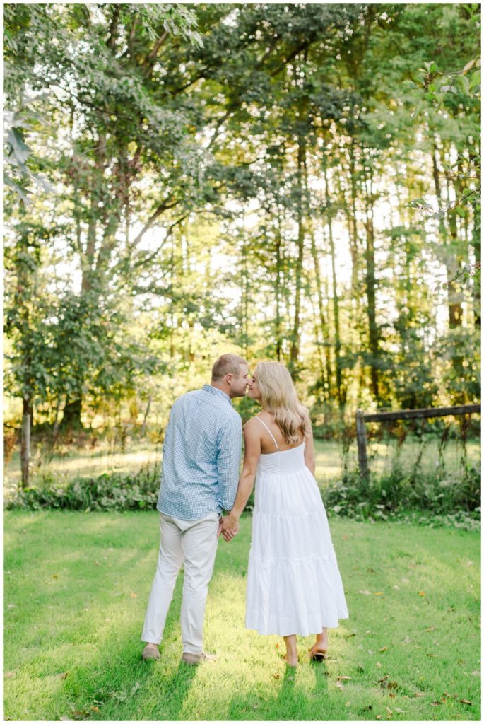 couple posing for their chagrin falls engagement session