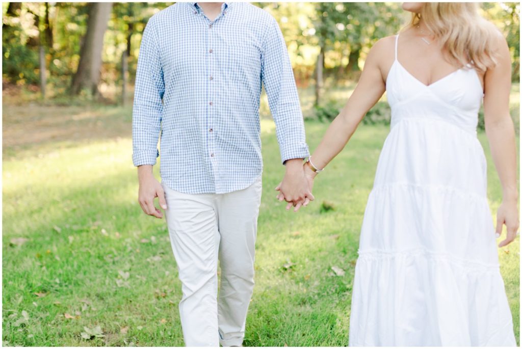 couple posing for their chagrin falls engagement session