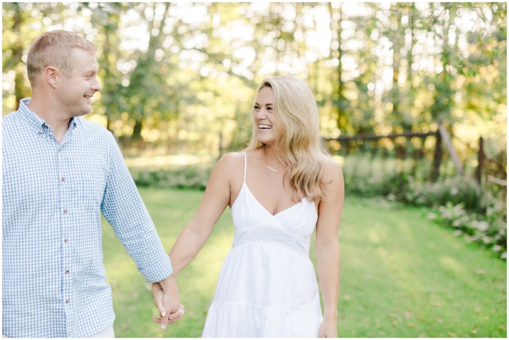 couple posing for their chagrin falls engagement session