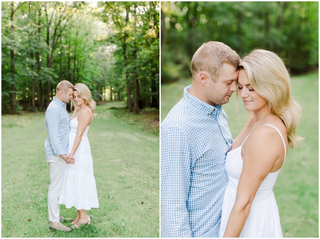 couple posing for their chagrin falls engagement session