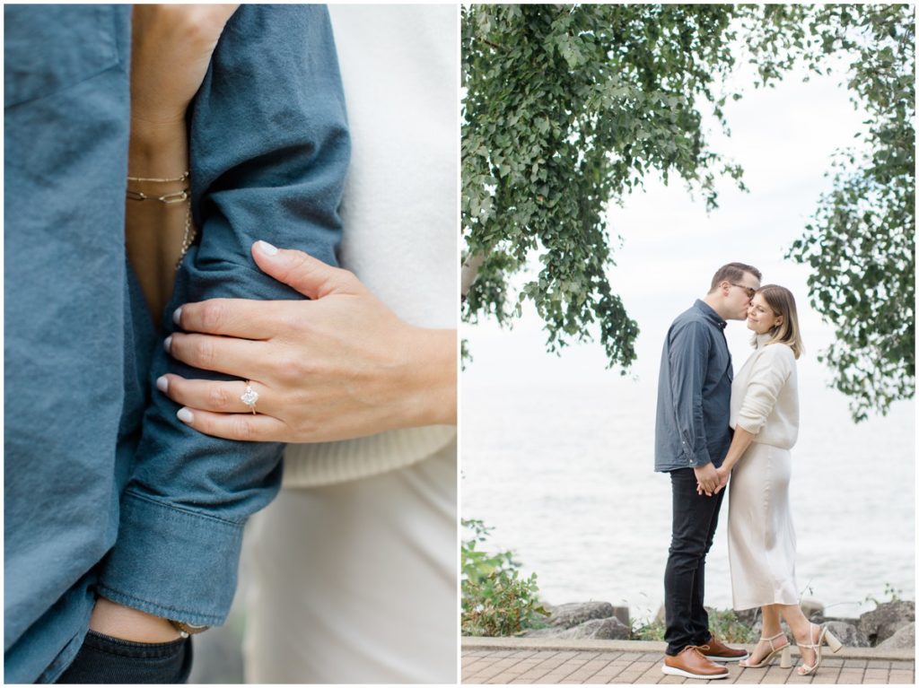 Couple posing in Lakewood Park for their Cleveland Engagement Session