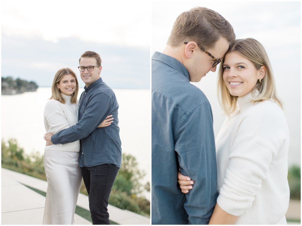 Couple posing in Lakewood Park for their Cleveland Engagement Session