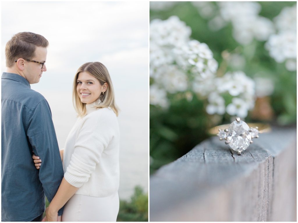 Couple posing in Lakewood Park for their Cleveland Engagement Session