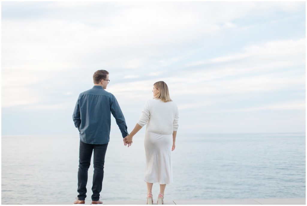 Couple posing in Lakewood Park for their Cleveland Engagement Session