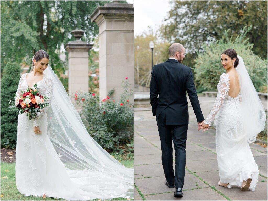 Wedding photos taken at the Italian Cultural Gardens in Cleveland Ohio.