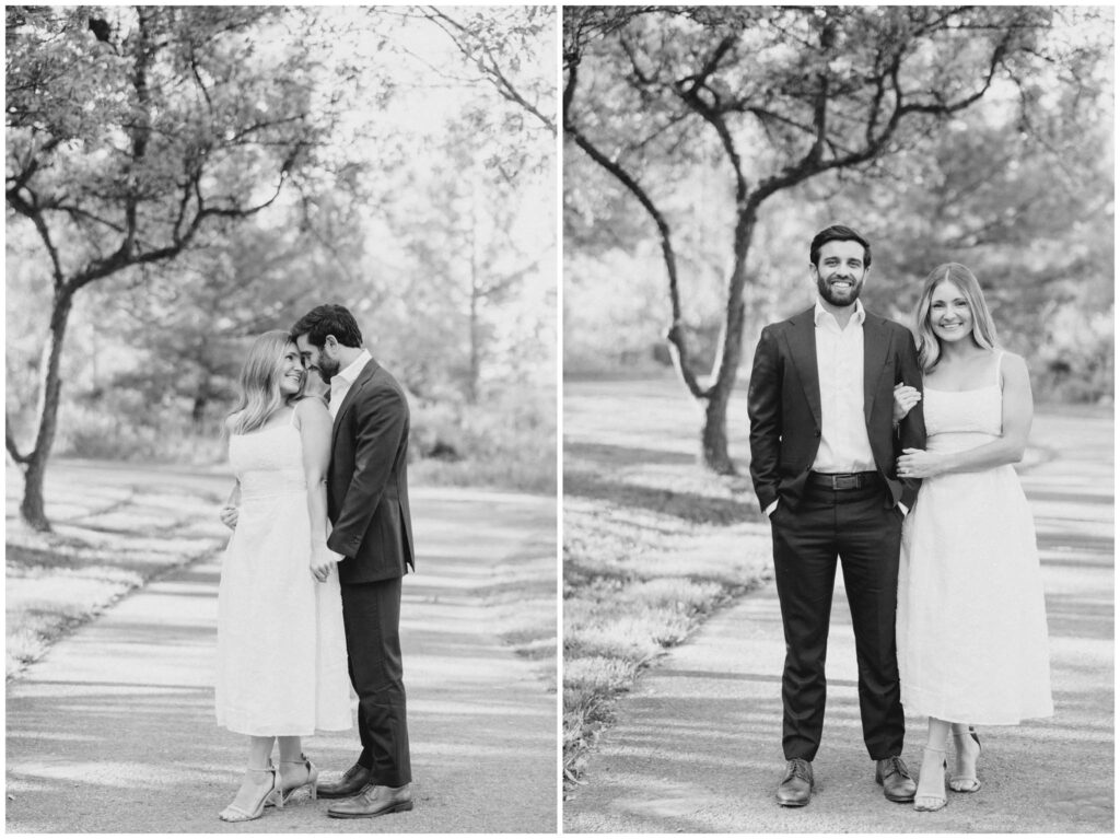 A couple posing for their engagement session in Akron Ohio.