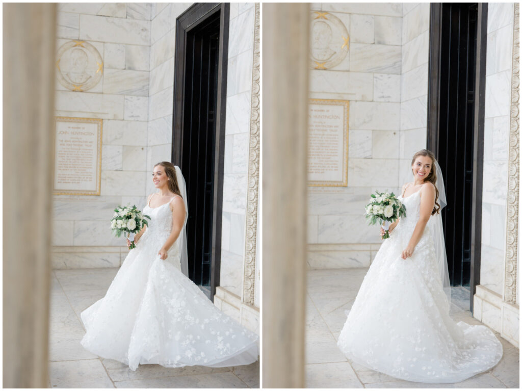 bridal portraits outside the cleveland museum of art
